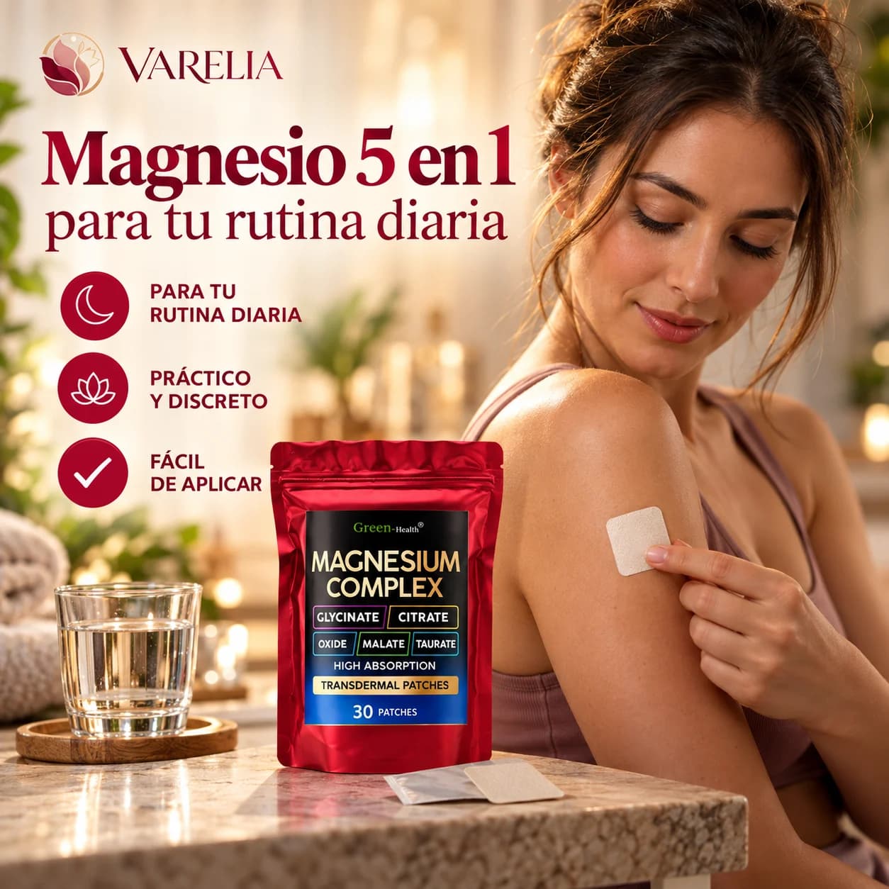 VARELIA Magnesio 5 en 1 — Parches complejos de magnesio