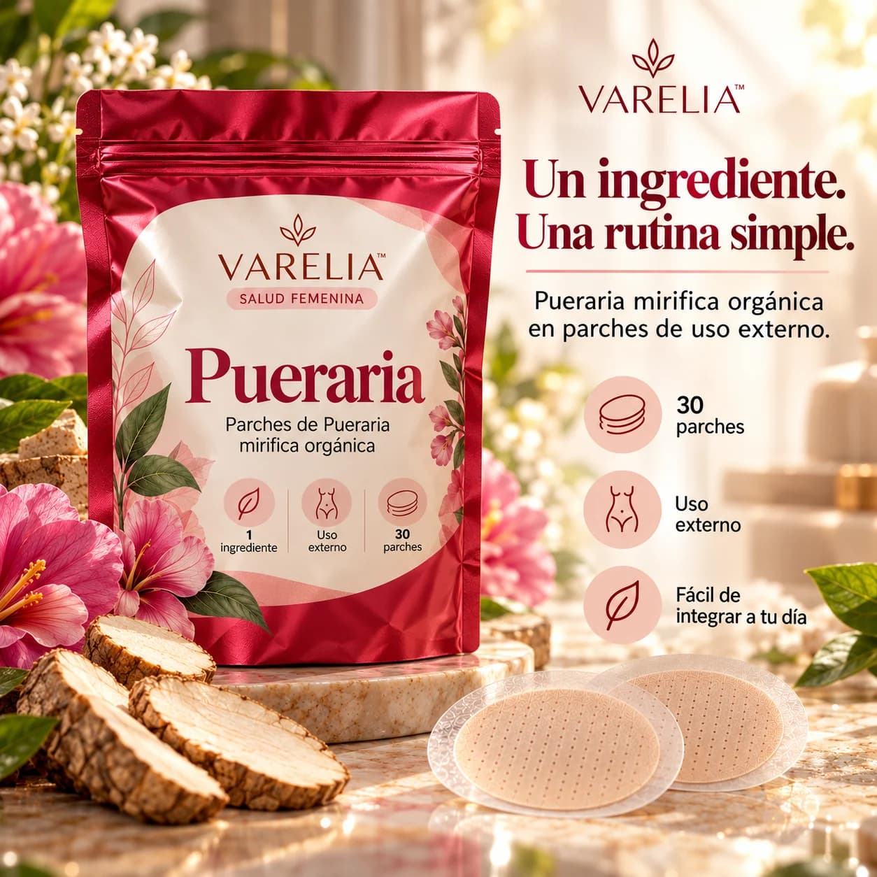 VARELIA Pueraria — Parches de Pueraria mirifica orgánica
