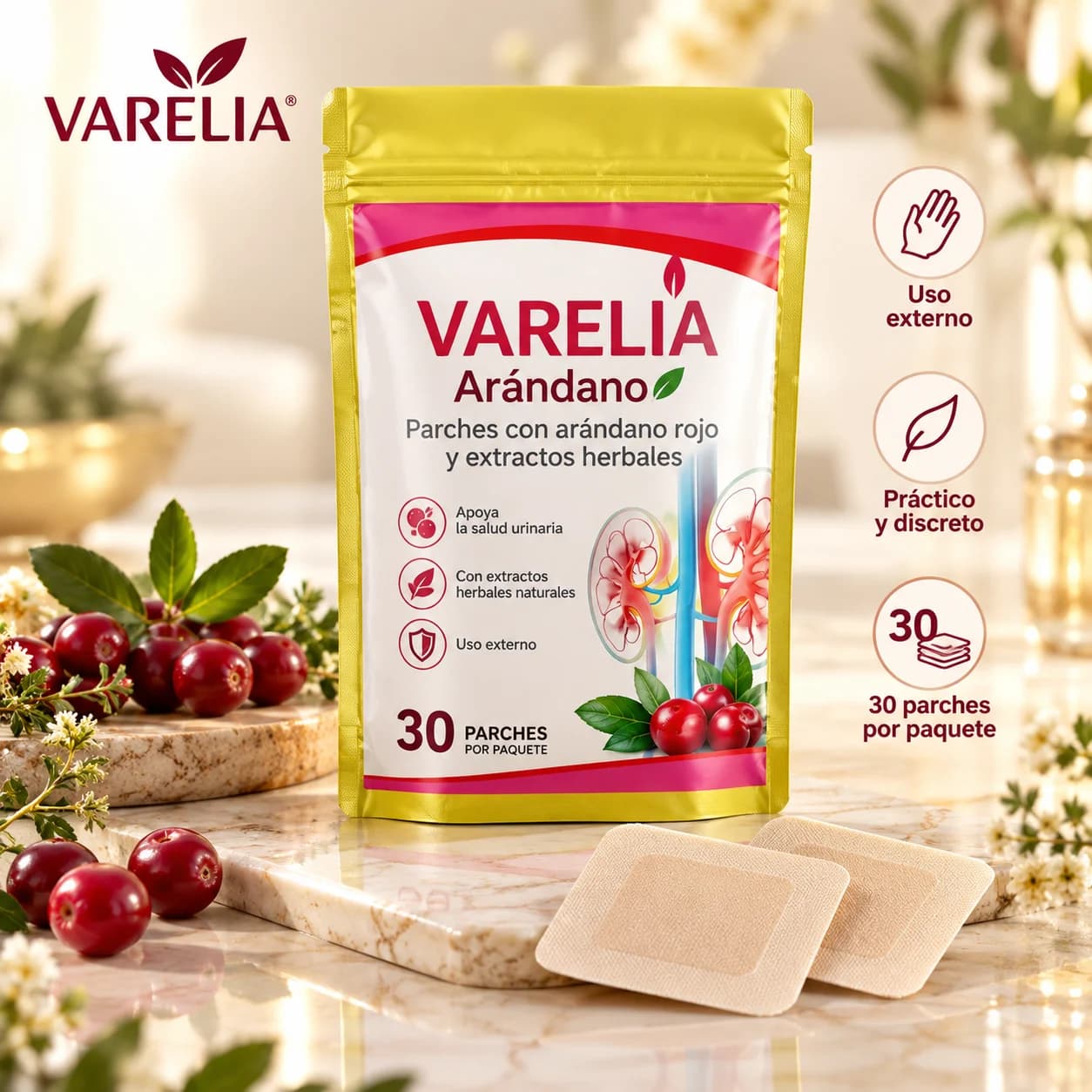 VARELIA Arándano — Parches con arándano rojo y extractos herbales