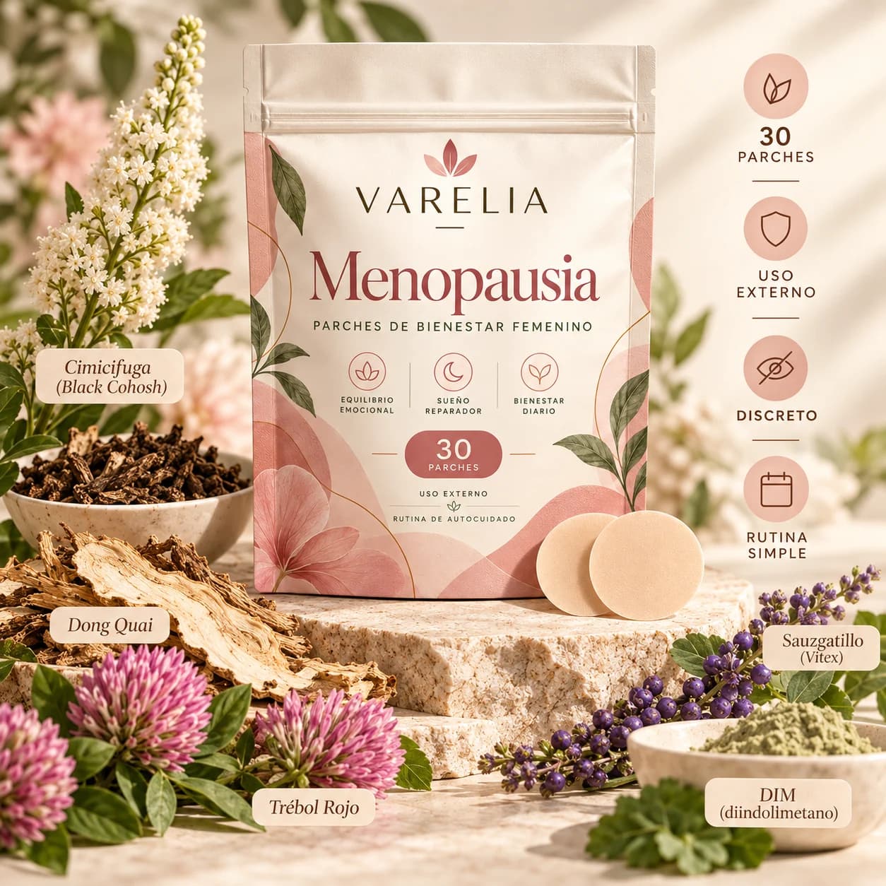 VARELIA Menopausia — Parches de bienestar femenino